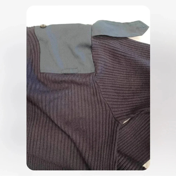 Cobmex Military V Neck Commando Blue/Black Ribbed Sweater  Size 2X - Picture 9 of 12